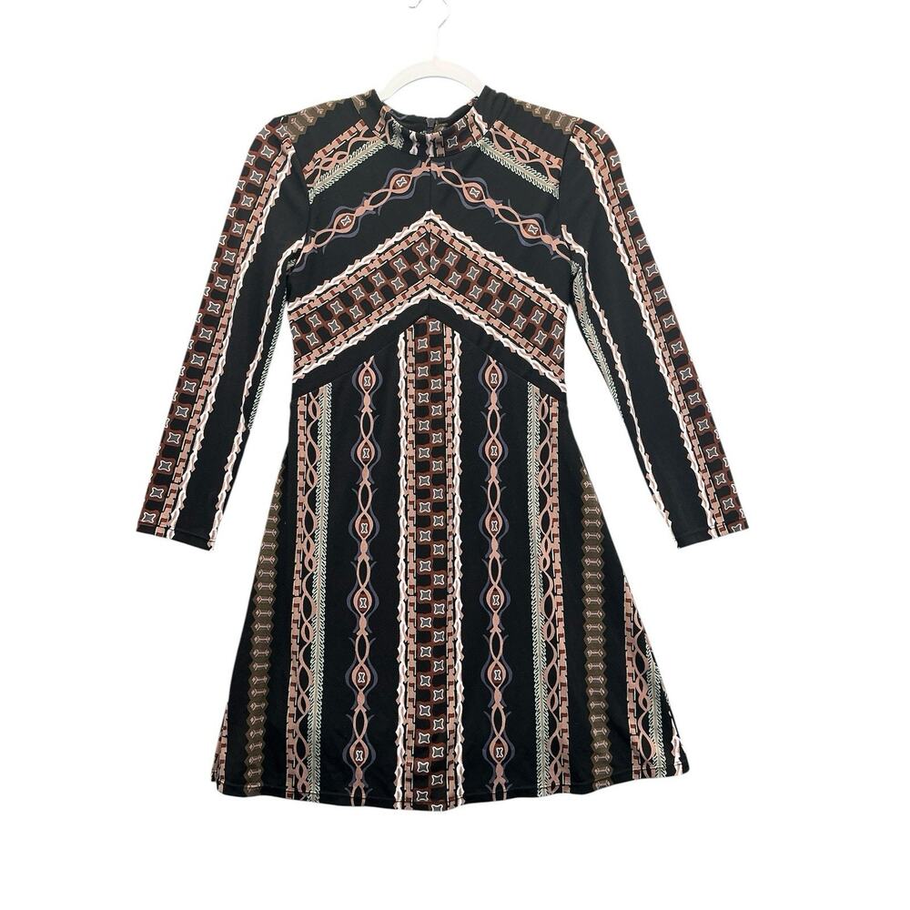 Free People Long Sleeve Dress Short Women Size XS Multicolor Geometric
